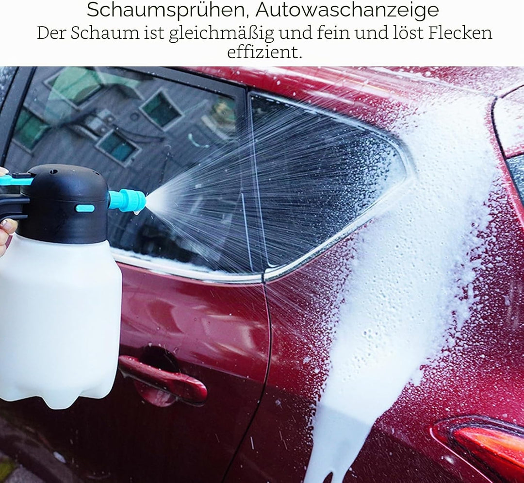 Bewinner 1,8 L Kabelloser Elektrischer Schaumsprüher – Hochdruck PP Sprühflasche für Autowäsche &amp; Ga