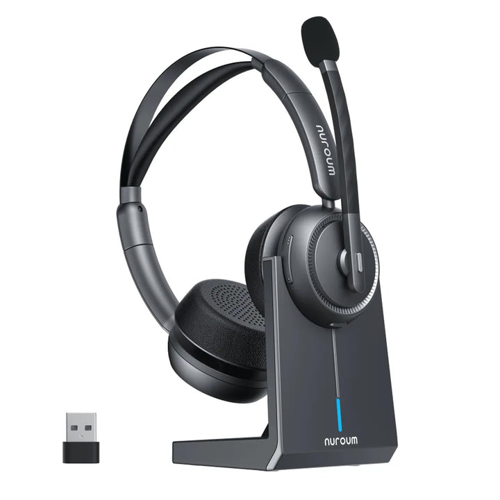 Nuroum HP31D 2026 Bluetooth Headset mit Mikrofon Wireless, KI Rauschunterdrückung für Anrufe,45 Std.