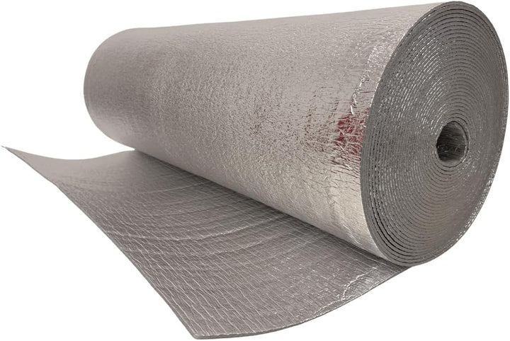 Alu Dämmmatte 5 mm - 10m x 1m Beidseitig aluminiumkaschierte PE-Schaum Alu Isoliermatte 5mm - 10m x
