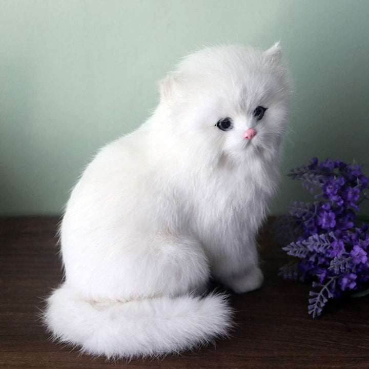 EXCEART Realistische Katze Figur Plüschtiere Katze Sitzende Plüsch Perserkatze Haus Hotel Büro Dekor