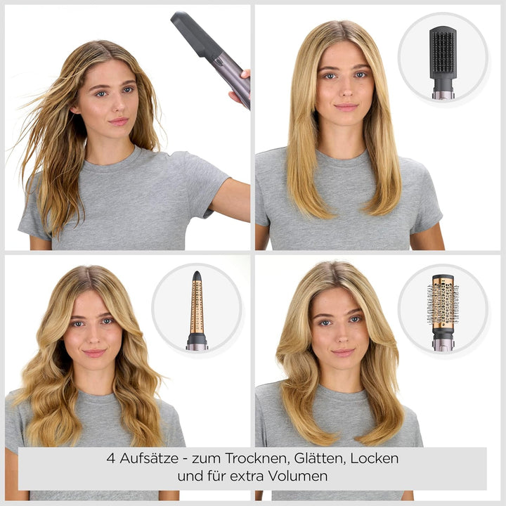 BaByliss Air Style 1000 Warmluftbürste mit 4 Aufsätzen zum Trocknen, Locken, Glätten und für Volumen