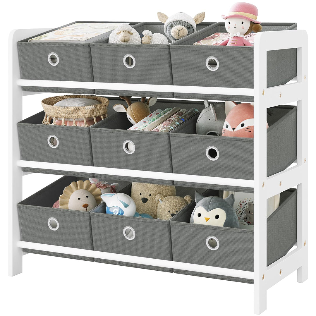 Lestarain Kinderregal mit 9 Boxen, Bücherregal Kinder, Spielzeug Aufbewahrung, Montessori Spielzeugr