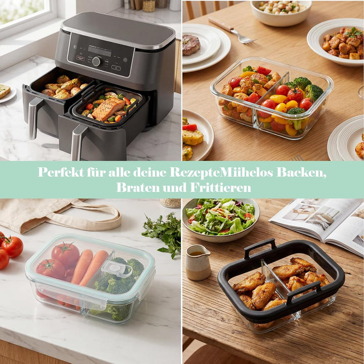 2 Stück Airfryer Zubehör für Ninja AF400EU/AF500EU/SL400EU COSORI Heissluftfritteuse 2 Kammern,Aufla