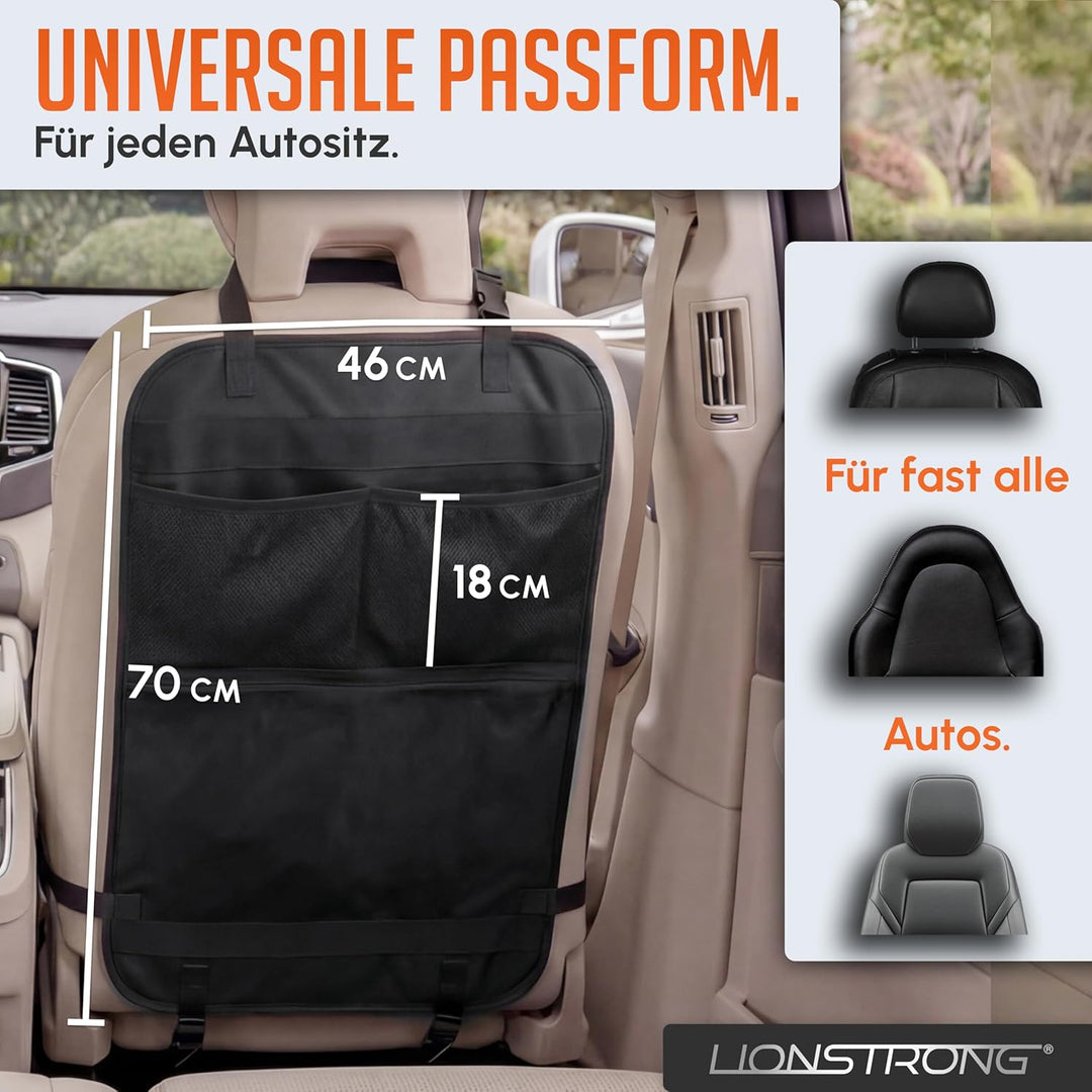 LIONSTRONG® Auto Organizer Kinder Rücksitz [wasserdicht] - Rückenlehnenschutz Auto Kinder - Autositz
