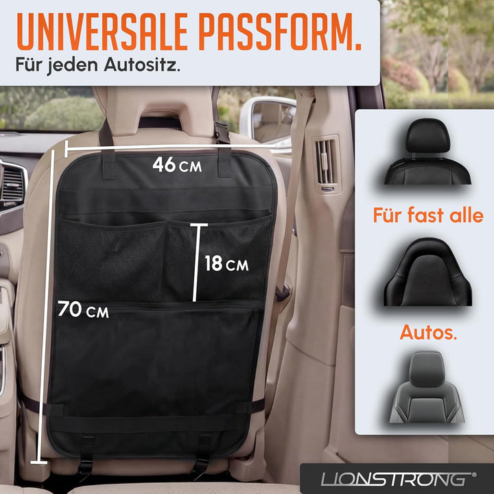 LIONSTRONG® Auto Organizer Kinder Rücksitz [wasserdicht] - Rückenlehnenschutz Auto Kinder - Autositz