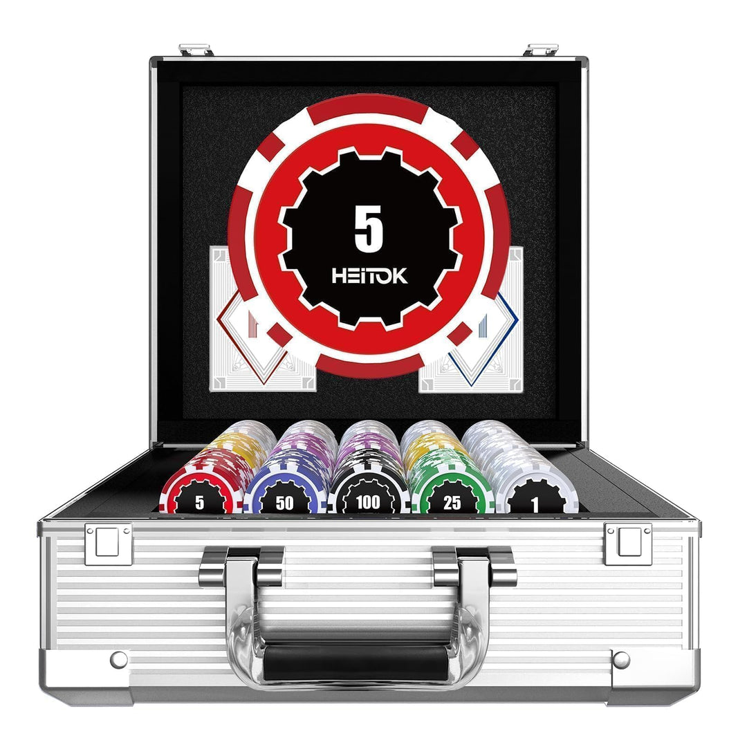 Casino Poker Set with Numbered Chips 600-Piece for Card Board Game, 11.5 Gram with Playing Cards Wat