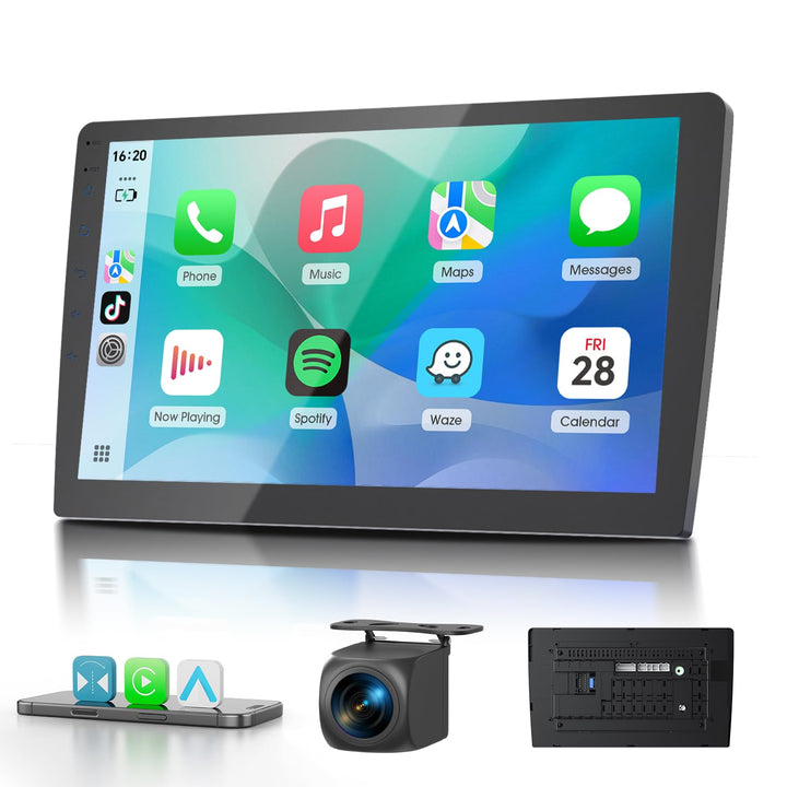 Haudio 2 Din Autoradio mit Apple CarPlay & Android Auto, 9 Zoll HD Bildschirm, HD Rückfahrkamera, 2+