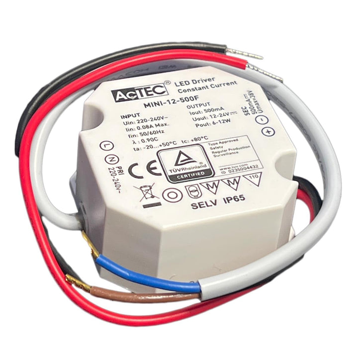 A2ZWORLD Mini LED-Treiber IP65, Konstantstrom 500 mA 12 V-24 VDC 12 W, geringe Grösse 50 x 48 x 24 m