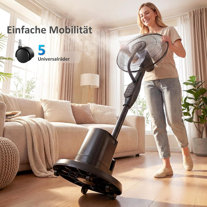 HOMCOM Ventilator mit Wasserkühlung, Luftbefeuchter leise, Neigbar Standventilator inkl. Sprühnebel,