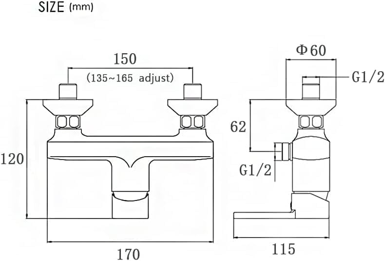 Duscharmatur Einhebelmischer, Mischbatterie für Dusche Wandmontage, Brausearmatur Aufputz Bad, G ½ W