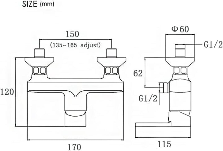 Duscharmatur Einhebelmischer, Mischbatterie für Dusche Wandmontage, Brausearmatur Aufputz Bad, G ½ W