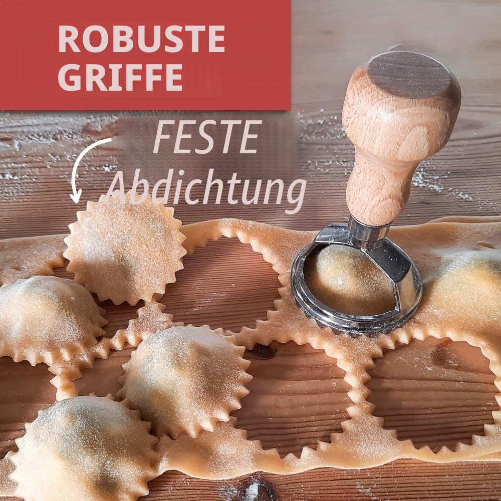 Einfaches Ravioli-Starterset | Geschenkset 3 Ravioliformen + Rezeptbuch | Pressanleitung für Ravioli