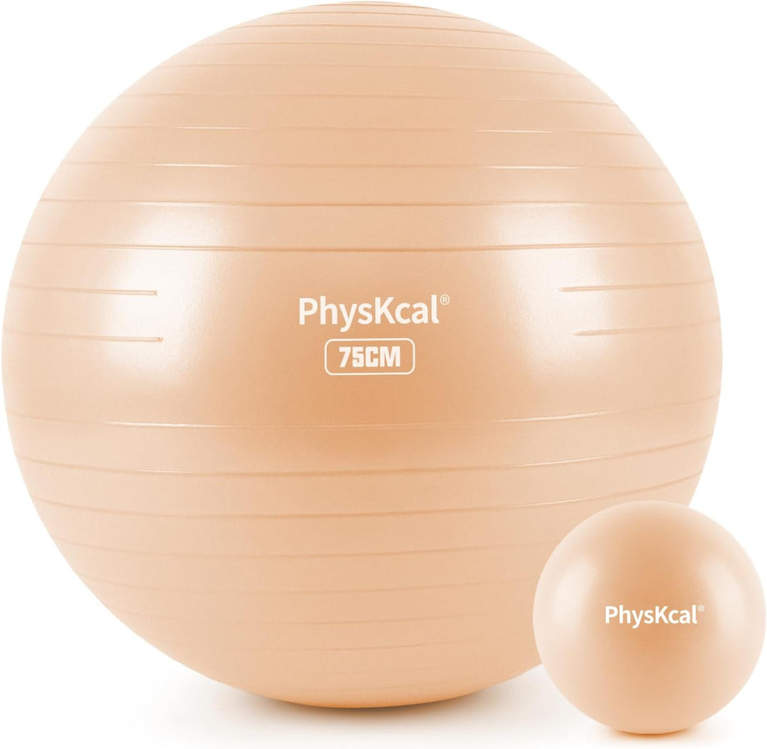 PhysKcal Gymnastikball in 55cm bis 85cm und 23 cm Pilatesball Set inkl. Luft-Pumpe | Berstschutz Gym
