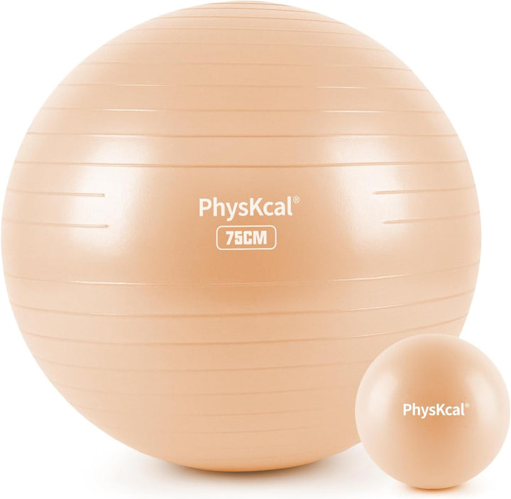 PhysKcal Gymnastikball in 55cm bis 85cm und 23 cm Pilatesball Set inkl. Luft-Pumpe | Berstschutz Gym