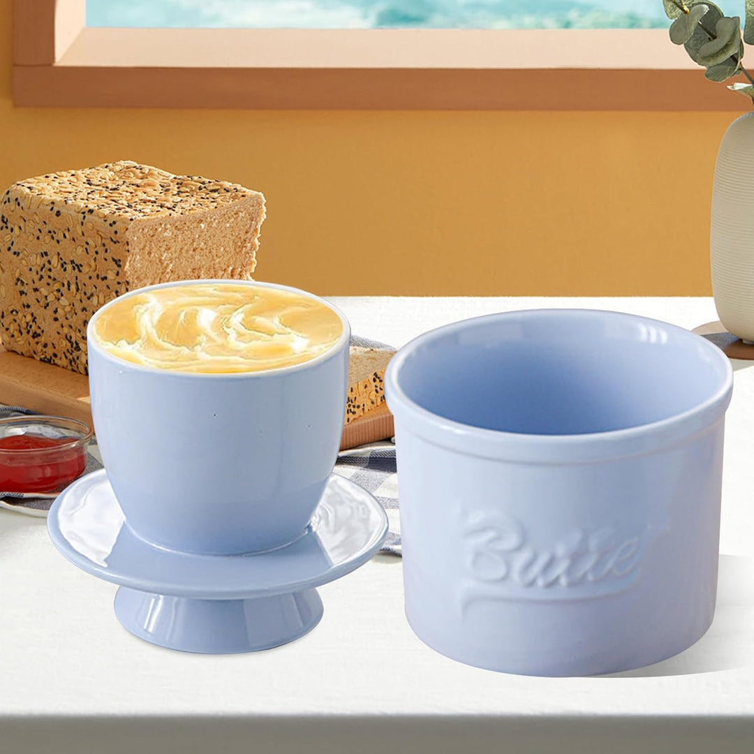 Butterdose Keramik, Französische Butterdose mit Buttermesser, Keramische Butterglocke mit Deckel, Bu