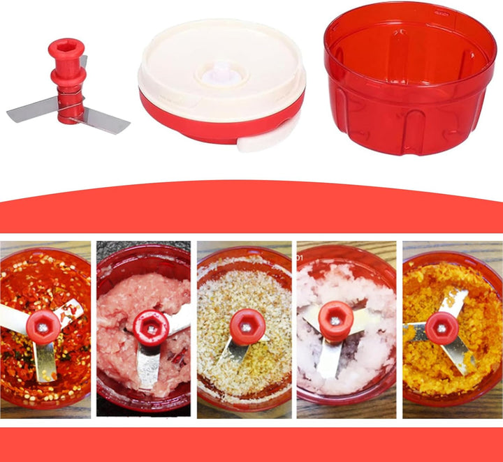 Zwiebelschneider Manuell，Zwiebel Zerkleinerer für Gemüse, Obst, Zwiebeln, Nüsse, Knoblauch (Rot)