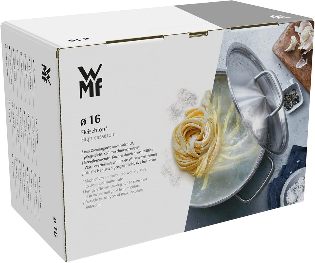 WMF Aparto Kochtopf klein 16cm, mit Glasdeckel, Bratentopf, Induktionsgeeignet, 1,4l, Cromargan Edel