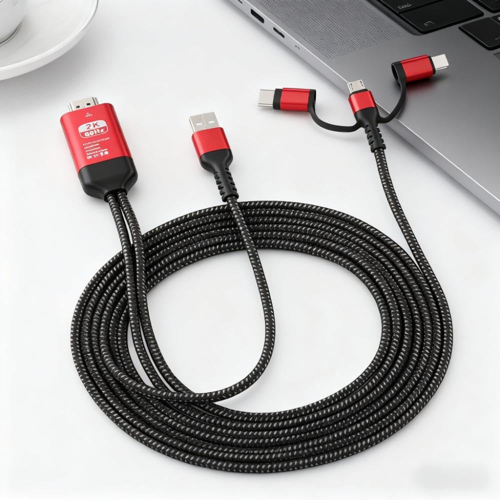 Telefon zu HDTV Adapterkabel, 3 in 1 USB Adapterkabel, Unterstützung 1080P Auflösung, für Fernseher