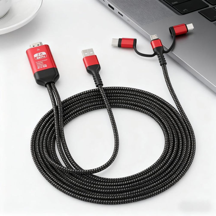 Telefon zu HDTV Adapterkabel, 3 in 1 USB Adapterkabel, Unterstützung 1080P Auflösung, für Fernseher