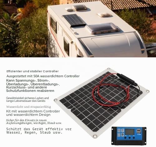 Solarpanel-Set, 300 W, DC 12 V, 24 V, 50 A, IP67, Wasserdicht, Hocheffizientes Solarpanel und Solarl