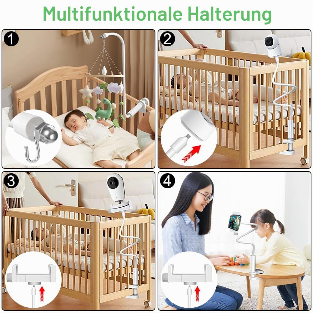 Mobile Halterung für Babybett, Multifunktional 80cm Mobile Halterung Wickeltisch, Verstellbar Mobile