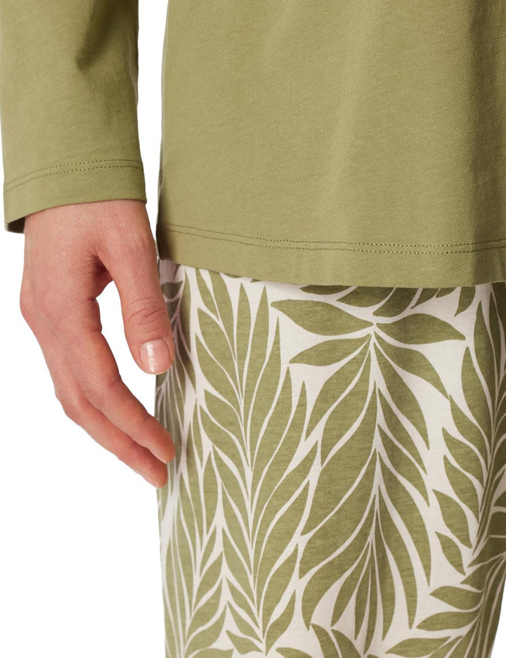 Schiesser Damen Schlafanzug Set lang weiche Baumwolle - Nightwear 36 Linde_181250, 36 Linde_181250