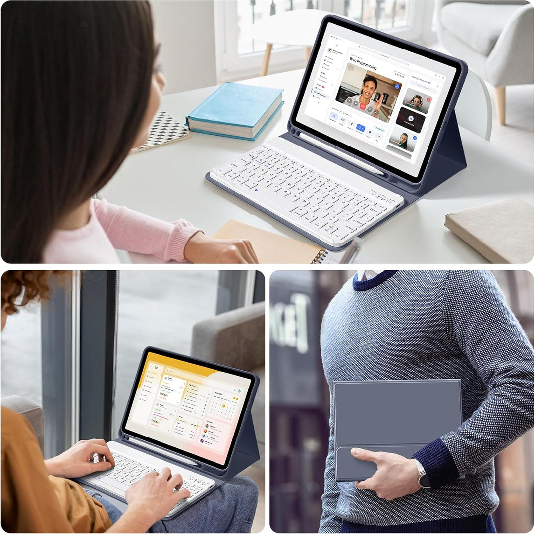 Tastatur Hülle für iPad 10. Generation 10,9" 2022 & iPad 11th Gen A16 2025 mit Stifthalter, TPU Rück