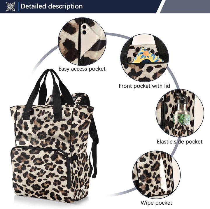 Gelber Leoparden-Tier-Geparden-Muster, Wickeltasche, Rucksack für Damen und Herren, grosser Laptop-R