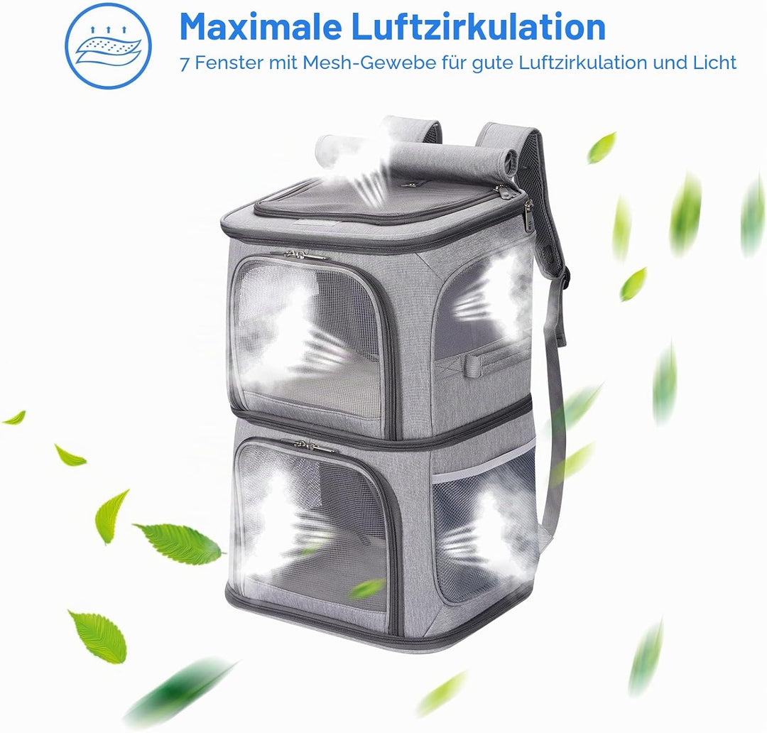 VOISTINO 2-in-1 Doppel-Tragetasche für kleine Katzen und Hunde, tragbare Haustier-Reisetasche, super