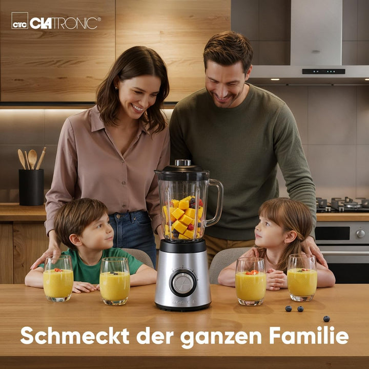 Clatronic® Standmixer 700W | Mixer | BPA frei | massives Glas | 4-fach Edelstahl-Messer | 1,5L Smoot