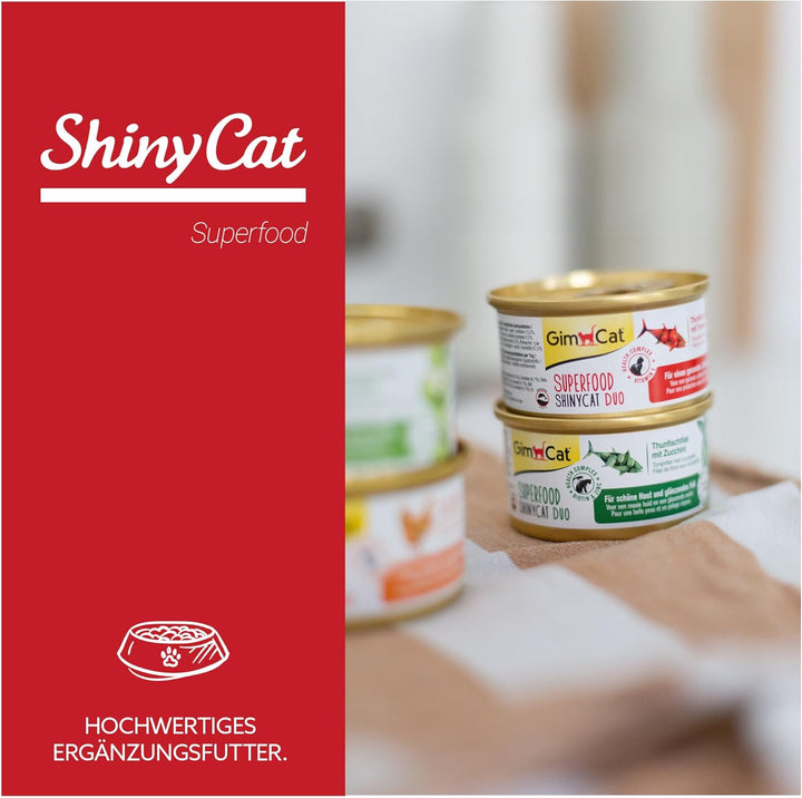 GimCat Superfood ShinyCat Duo Thunfisch mit Tomaten - Katzenfutter mit saftigem Filet ohne Zuckerzus