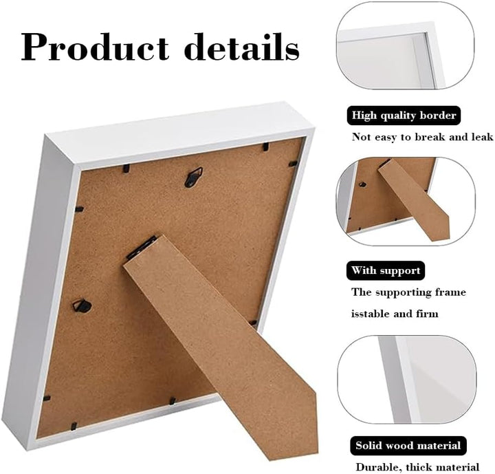 3D Bilderrahmen, 25x25 cm Bilderrahmen Tief, Objektrahmen Tief Bilderrahmen zum Befüllen Rahmen Quad