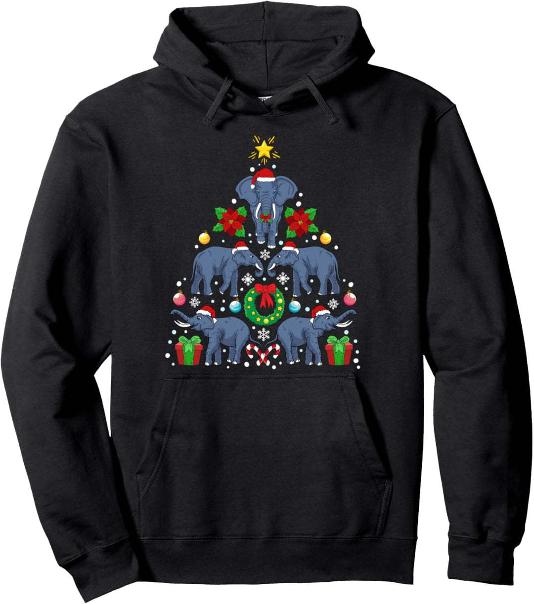 Elefanten Weihnachtsbaum Weihnachten Afrika Geschenk Pullover Hoodie