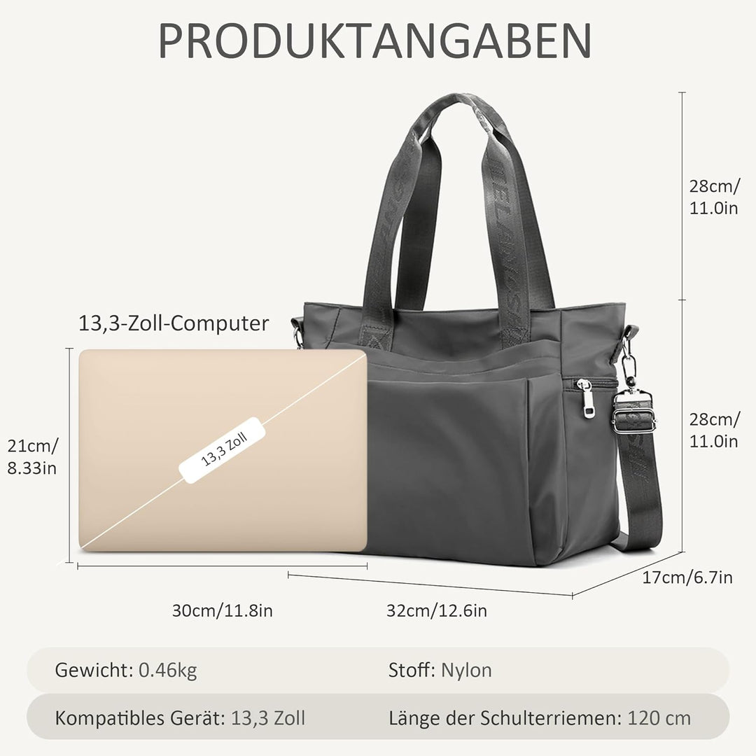 DIRRONA Mode Damen Umhängetasche Multi Pocket Multi Fach Crossbody Bag Gross Beiläufig Umhängetasche