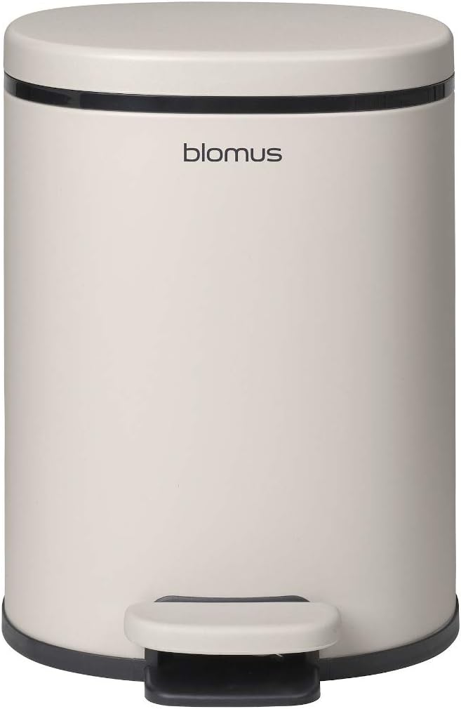 blomus -PARA- Treteimer aus pulverbeschichtetem Stahl, Moonbeam, 5L Fassungsvermögen, Smart-Close-Sy