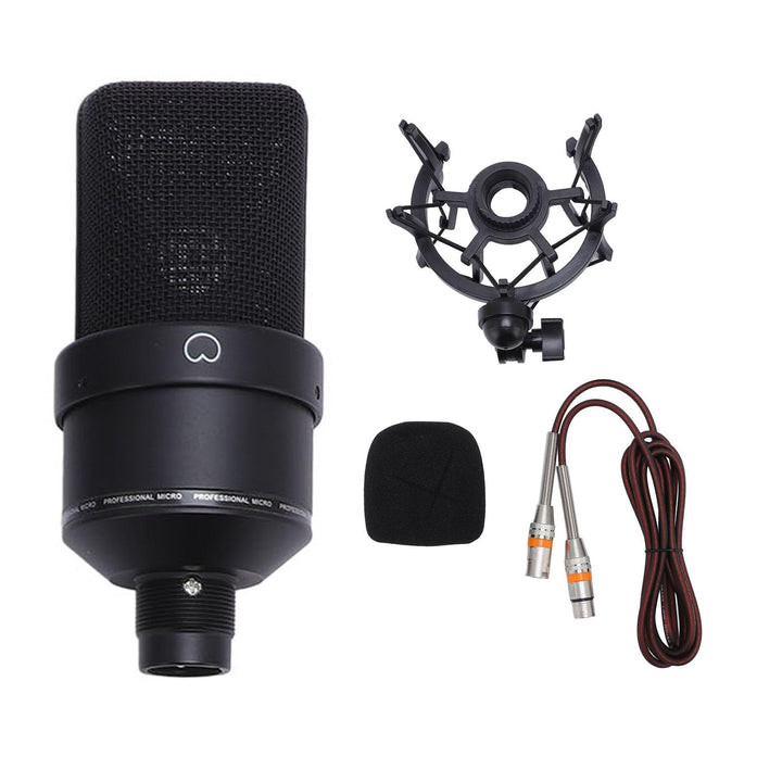 Mikrofon, XLR Kondensatormikrofon Grossmembran Kondensator Studio Microphone mit Schockhalterung, XL