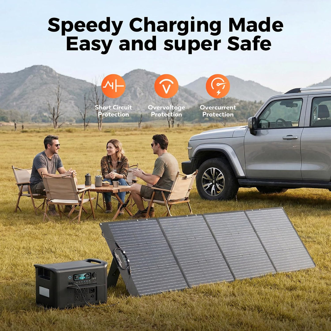 200W Tragbares Solarpanel, 20.5V Faltbares Solarpanel Kit mit 10 Anschlüssen, Solar Panel mit Stände
