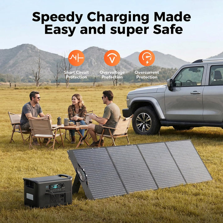 200W Tragbares Solarpanel, 20.5V Faltbares Solarpanel Kit mit 10 Anschlüssen, Solar Panel mit Stände