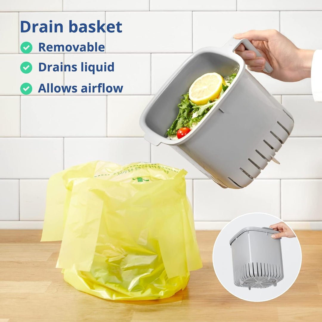 BLUE GINKGO Biomülleimer Küche – Kompostbehälter Küche mit Deckel, Griffen | Spülmaschinenfest | Her