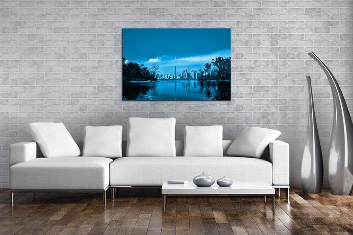 deyoli Küste von Toronto Kanada Format: 80x60 Effekt: Monocrome Blau als Leinwand, Motiv fertig gera