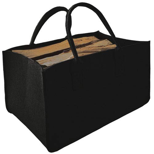 Hochwertige Filztasche Holztrage Kaminholztasche Holzkorb Korb by MS Beschläge® (Schwarz), Schwarz