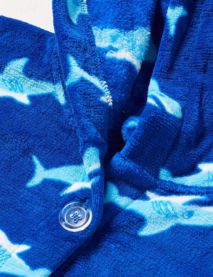 Playshoes DIE MAUS Unisex Kinder Fleece-Bademantel Morgenmantel, Hai