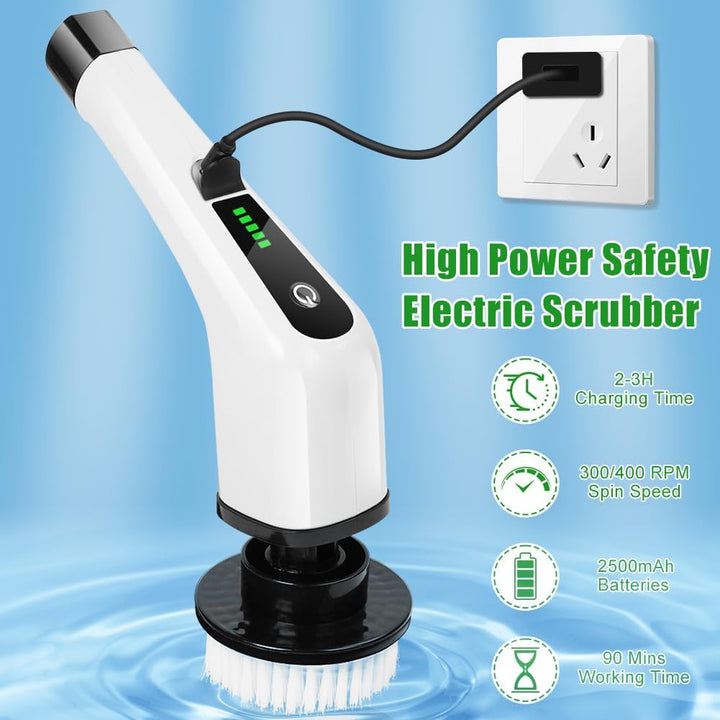 OSDUE Elektrische Reinigungsbürste, Electric Spin Scrubber, Teleskopstange Reinigungsbürste mit 7 Au
