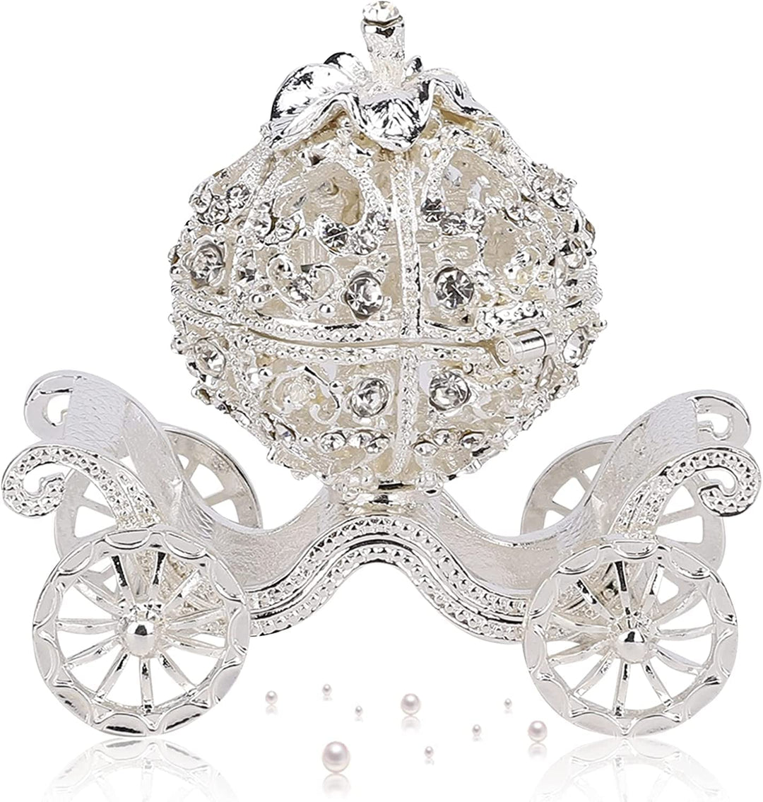 Duokon Kürbiskutsche, Strass Kristall Kürbis Kutsche Trinket Box, Schmuckschatulle zur Aufbewahrung