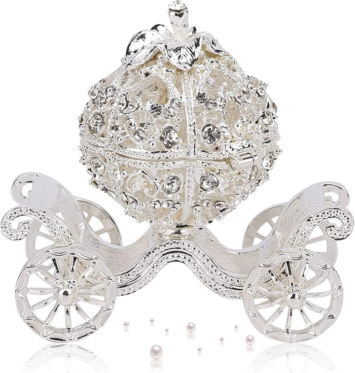 Duokon Kürbiskutsche, Strass Kristall Kürbis Kutsche Trinket Box, Schmuckschatulle zur Aufbewahrung