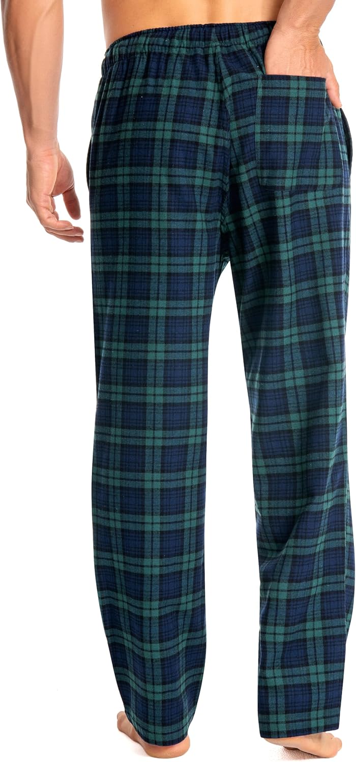 Nutria Herren Pyjamahose aus Flanell, 100% Baumwolle Kariert Weiche Schlafanzughose Warm Loungehose