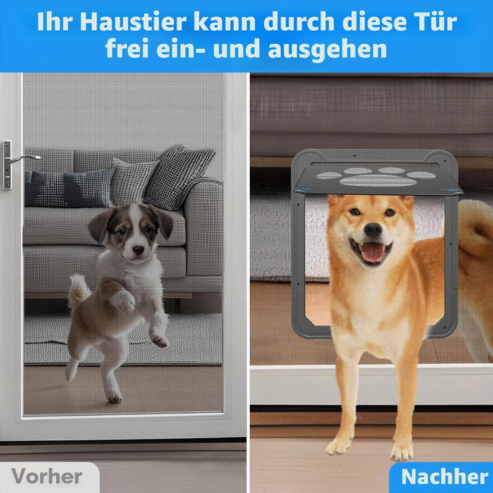 Enjoying Haustier Fliegengitter Tür Hundeklappe für Hunde Katzen Fliegengitter Tür mit Verriegelungs