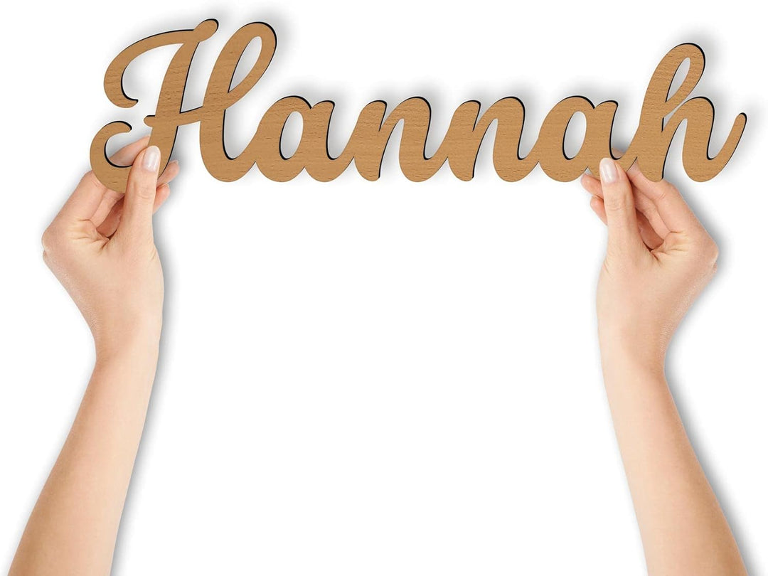 Namofactur Namenslampe Holz Name Hannah Schriftzug I Wandlampe Geschenk Kinder & Erwachsene Wohnzimm