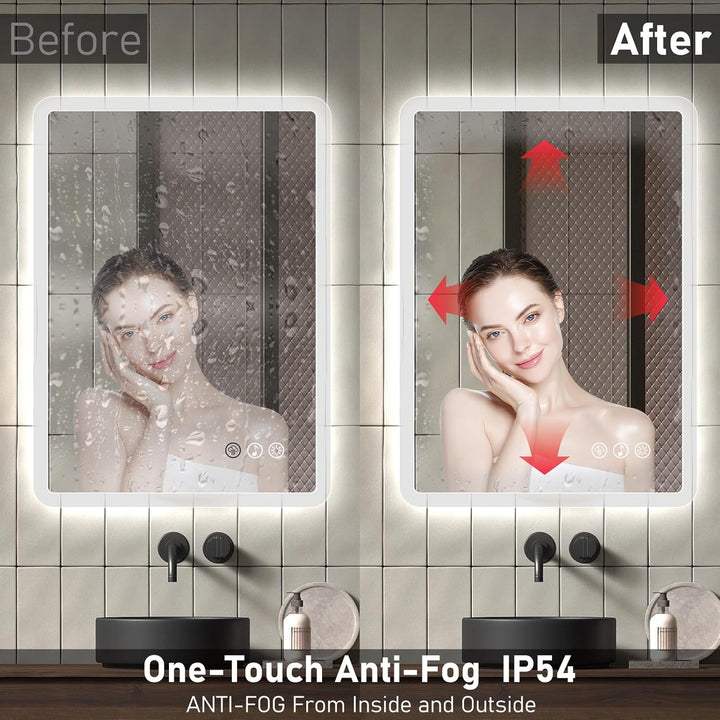 Bluetooth Badezimmerspiegel mit Beleuchtung LED, 50x70cm Spiegel mit Light, Wandspiegel mit Frontbel