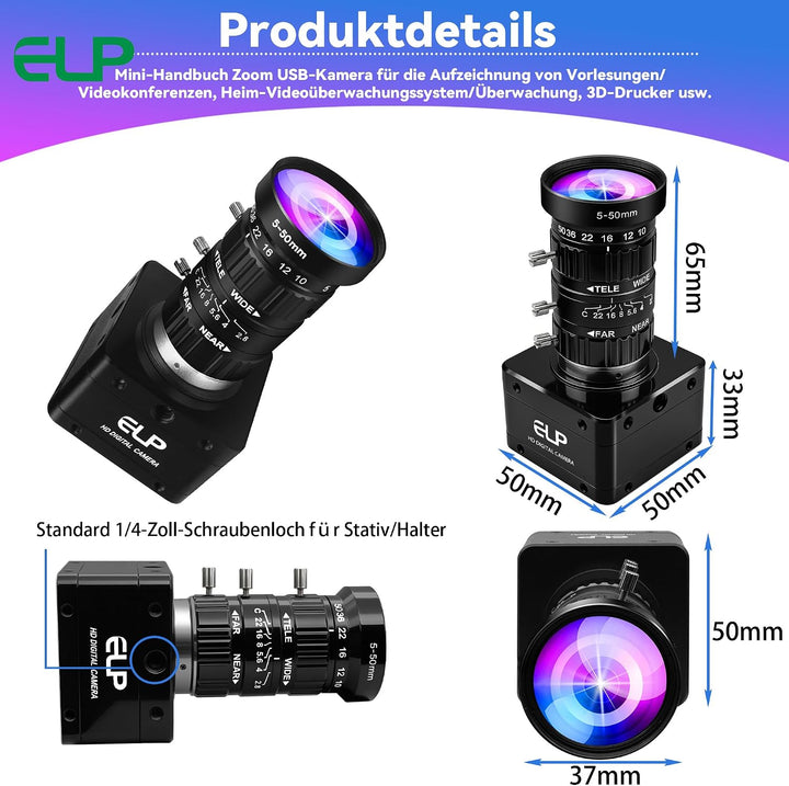 G High Speed USB Zoom Kamera, 1080P/230fps, 4K/60fps, 12MP/30fps, USB3.0/2.0 Manueller Fokus Lightbu